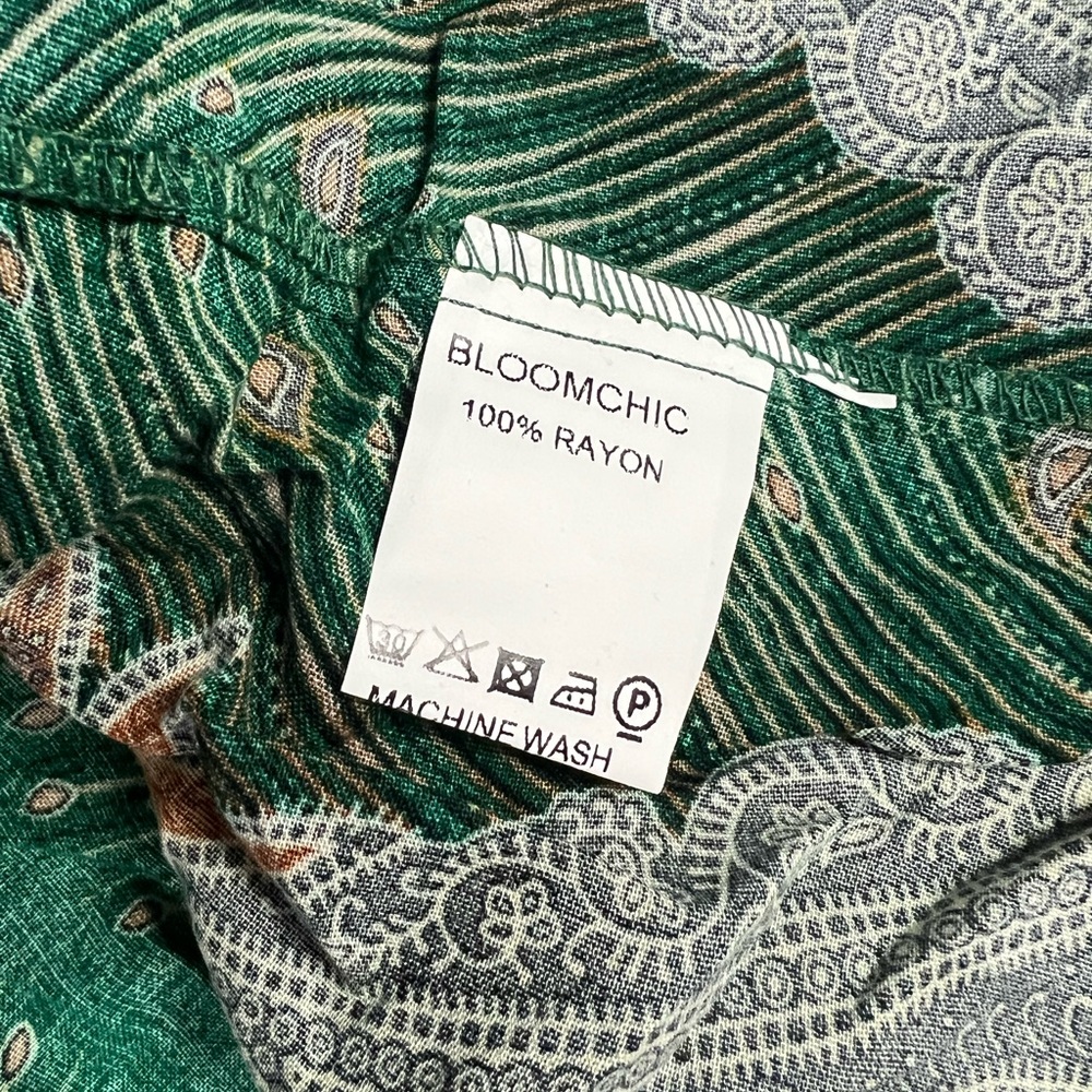 Bloomchic Bandana Pocket Button Wrap Split Midi Dress Size 10 Green NWT - Picture 12 of 12